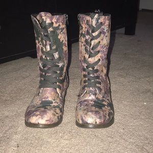 Floral Combat Boots